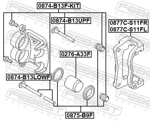 Front caliper slide pin kit